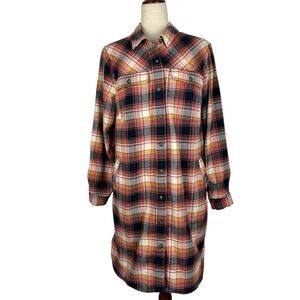 Duluth Trading Shirt Dress Women Large Plaid Flannel Button Casual Cabincore